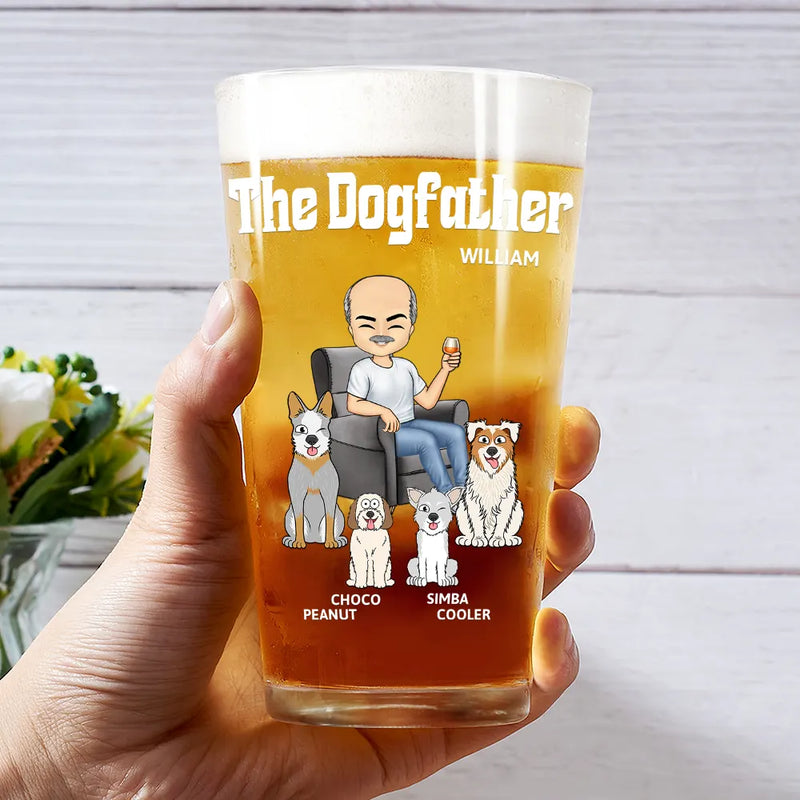 Dog Lovers, Dog Dad, Gift For Yourself, Gift For Men - The Dog Father - Personalized Beer Glass