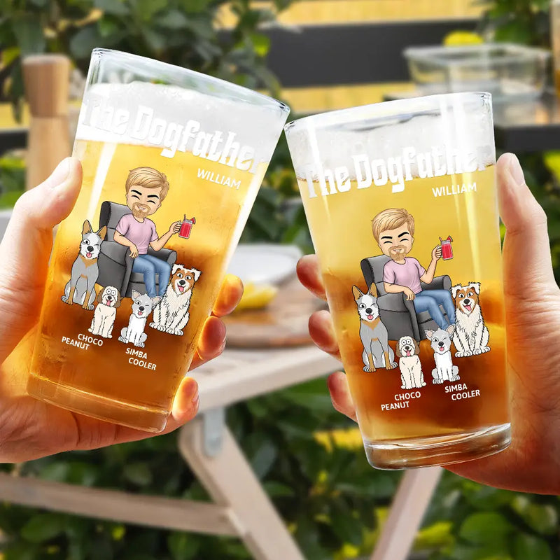 Dog Lovers, Dog Dad, Gift For Yourself, Gift For Men - The Dog Father - Personalized Beer Glass
