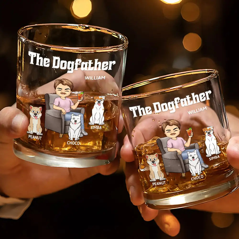 Dog Lovers, Dog Dad, Gift For Men, Gift For Yourself - The Dog Father - Personalized Whiskey Glass