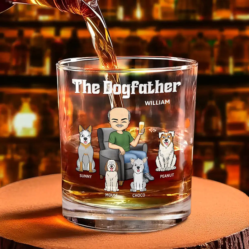 Dog Lovers, Dog Dad, Gift For Men, Gift For Yourself - The Dog Father - Personalized Whiskey Glass