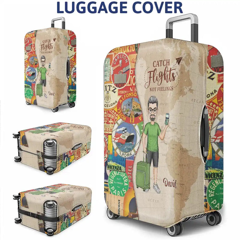 Travel,Gift For Yourself,Gift For Women,Gift For Men,Happy - And So The Adventure Begins - Personalized Luggage Cover