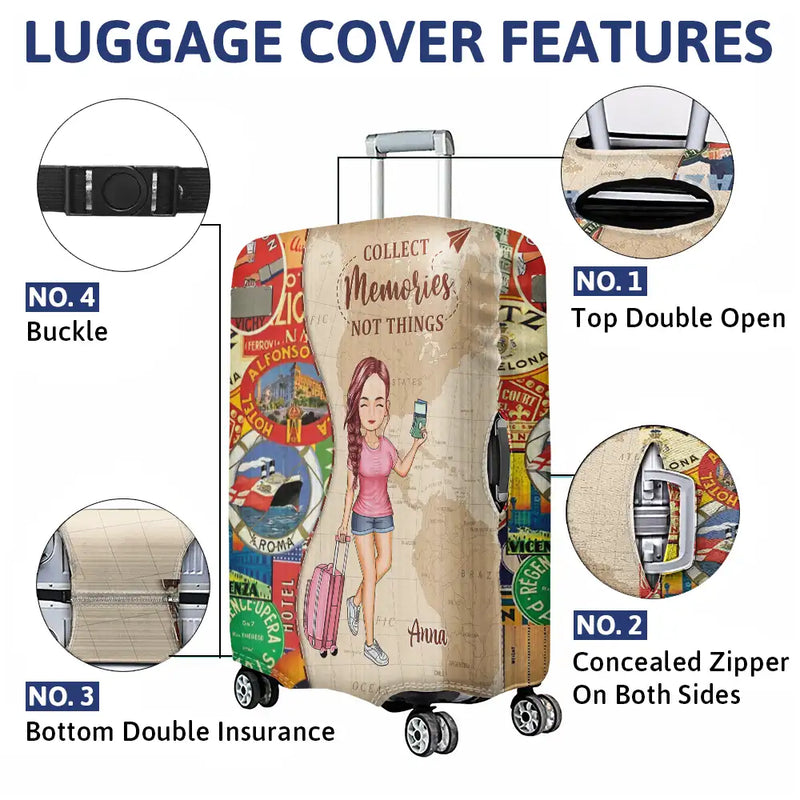Travel,Gift For Yourself,Gift For Women,Gift For Men,Happy - And So The Adventure Begins - Personalized Luggage Cover