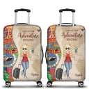 Travel,Gift For Yourself,Gift For Women,Gift For Men,Happy - And So The Adventure Begins - Personalized Luggage Cover