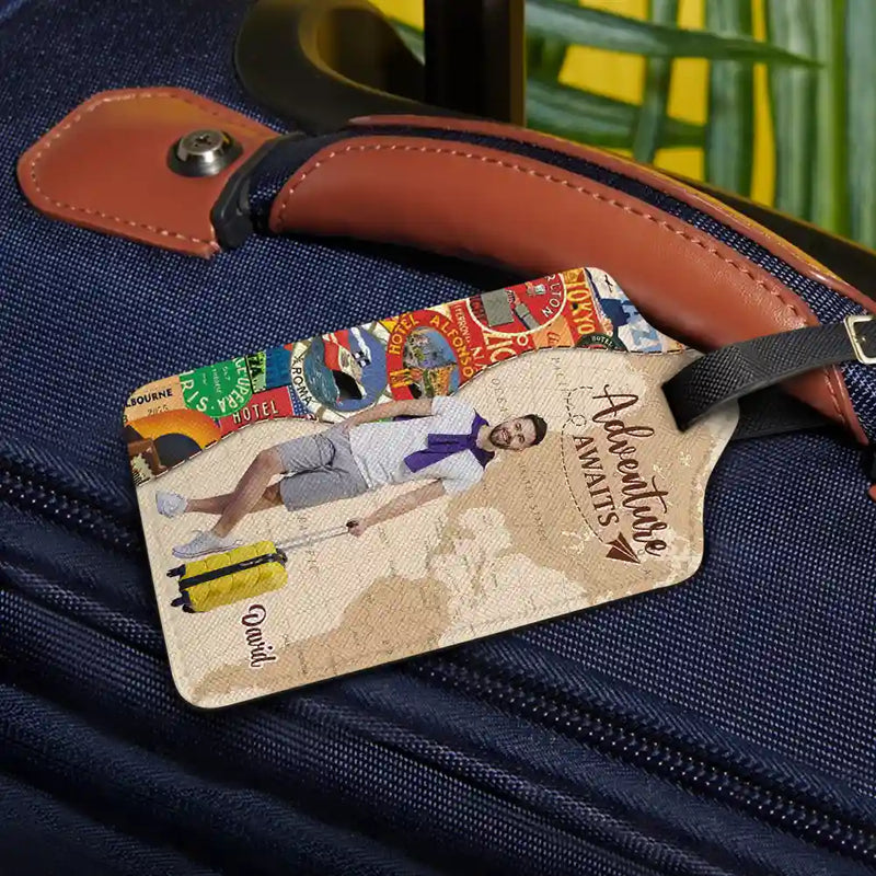 Travel, Gift For Yourself, Gift For Women, Gift For Men - Custom Photo Travel Lover And So The Adventure Begins - Personalized Luggage Tag