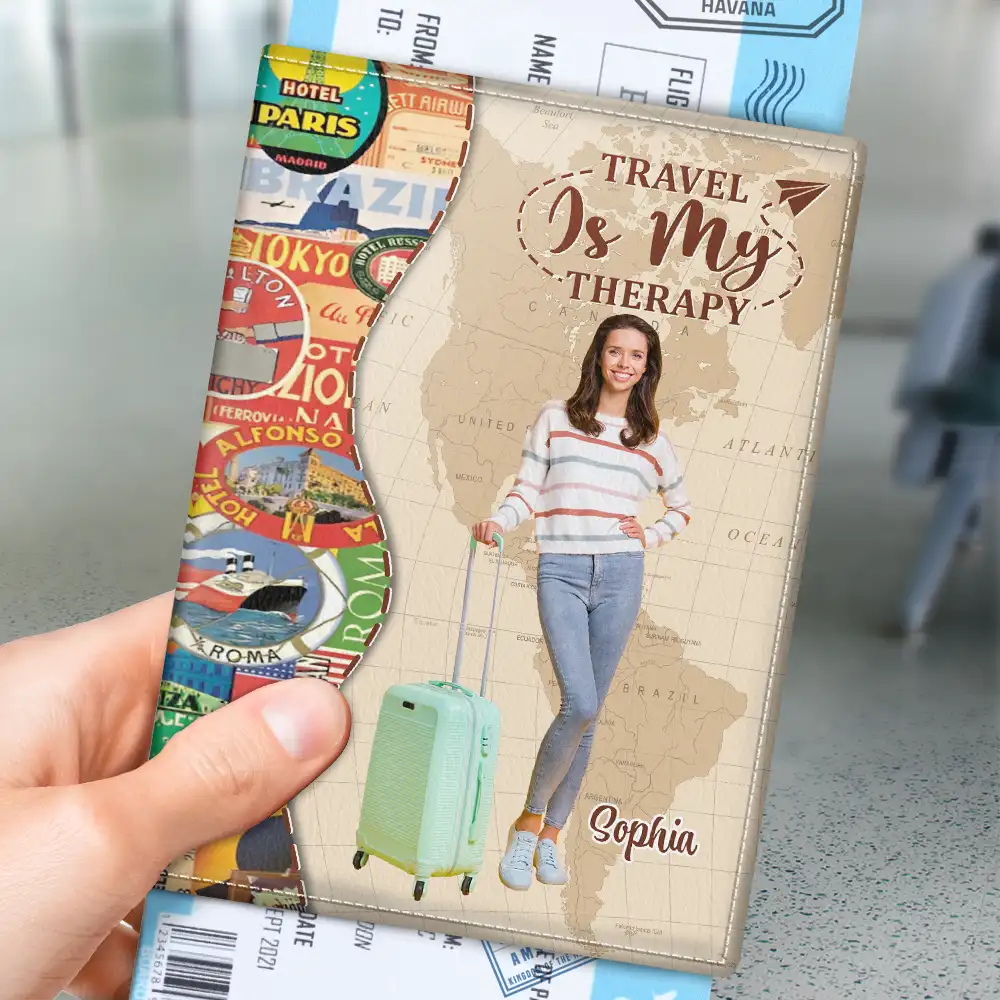 Travel,Gift For Yourself,Gift For Women,Custom Photo,Happy - Custom Photo And So The Adventure Begins - Personalized Passport Cover, Passport Holder