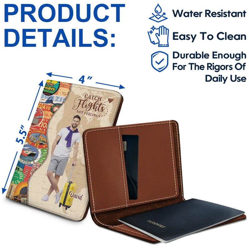 Travel,Gift For Yourself,Gift For Women,Custom Photo,Happy - Custom Photo And So The Adventure Begins - Personalized Passport Cover, Passport Holder