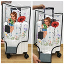 Travel,Gift For Women,Gift For Yourself,Happy - Birth Flower Just A Girl Who Loves Traveling - Personalized Clear Luggage Cover