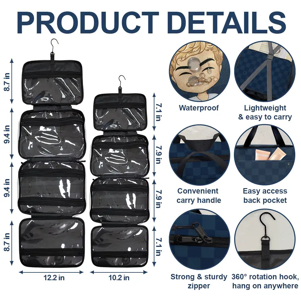 Travel,Gift For Yourself,Gift For Women,Gift For Men,Happy - Travel Is My Therapy - Personalized Toiletry Bag