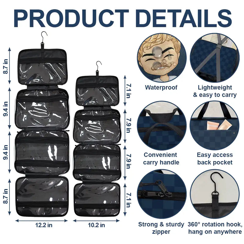 Travel,Gift For Yourself,Gift For Women,Gift For Men,Happy - Travel Is My Therapy - Personalized Toiletry Bag