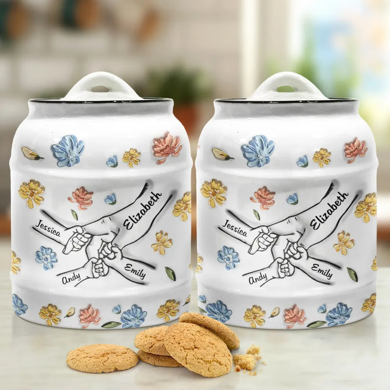 Hand In Hand, I Will Always Protect You - 3D Inflated Effect Printed Cookie Jar, Personalized Cookie Jar
