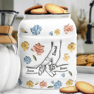 Main dans la main, je te protégerai toujours - Pot à biscuits imprimé effet gonflé 3D, pot à biscuits personnalisé
