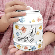 Main dans la main, je te protégerai toujours - Pot à biscuits imprimé effet gonflé 3D, pot à biscuits personnalisé