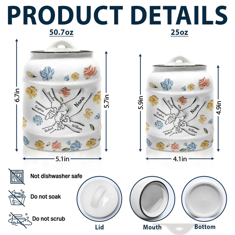 Hand In Hand, I Will Always Protect You - 3D Inflated Effect Printed Cookie Jar, Personalized Cookie Jar