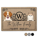 Pet Lovers, Dog Lovers, Cat Lovers - Monogram Family Name Dog Cat Pet - Personalized Doormat
