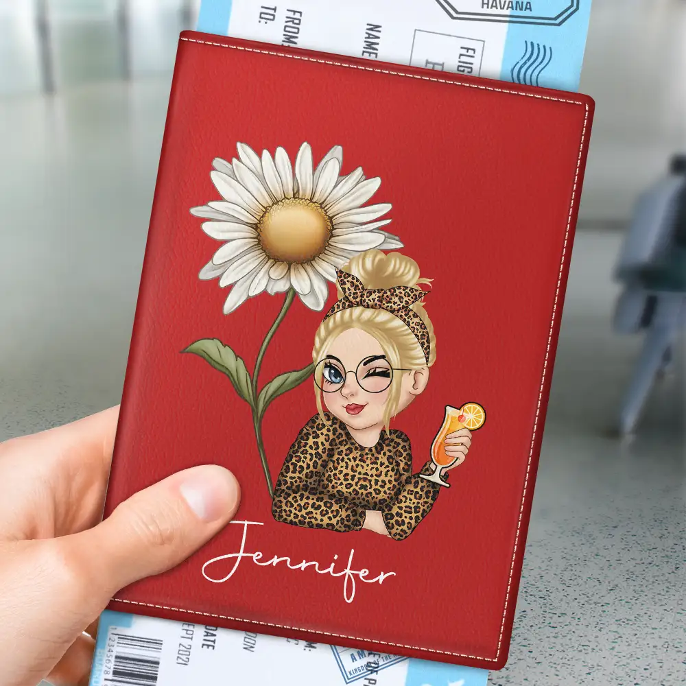 Travel,Gift For Yourself,Gift For Women,Happy - Birth Month Flower Travel Lover - Personalized Passport Cover, Passport Holder