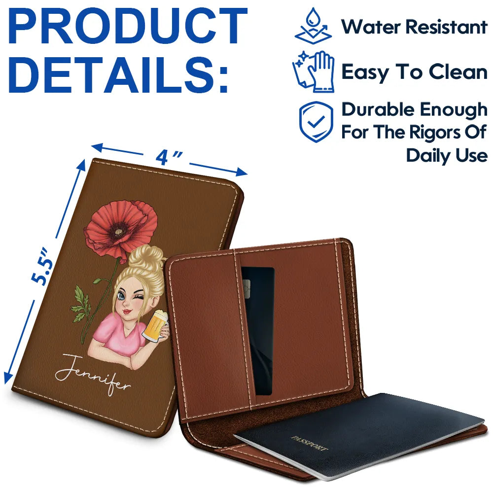 Travel,Gift For Yourself,Gift For Women,Happy - Birth Month Flower Travel Lover - Personalized Passport Cover, Passport Holder