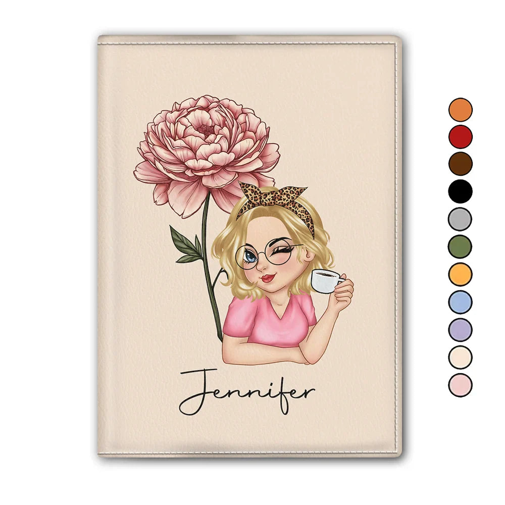 Travel,Gift For Yourself,Gift For Women,Happy - Birth Month Flower Travel Lover - Personalized Passport Cover, Passport Holder