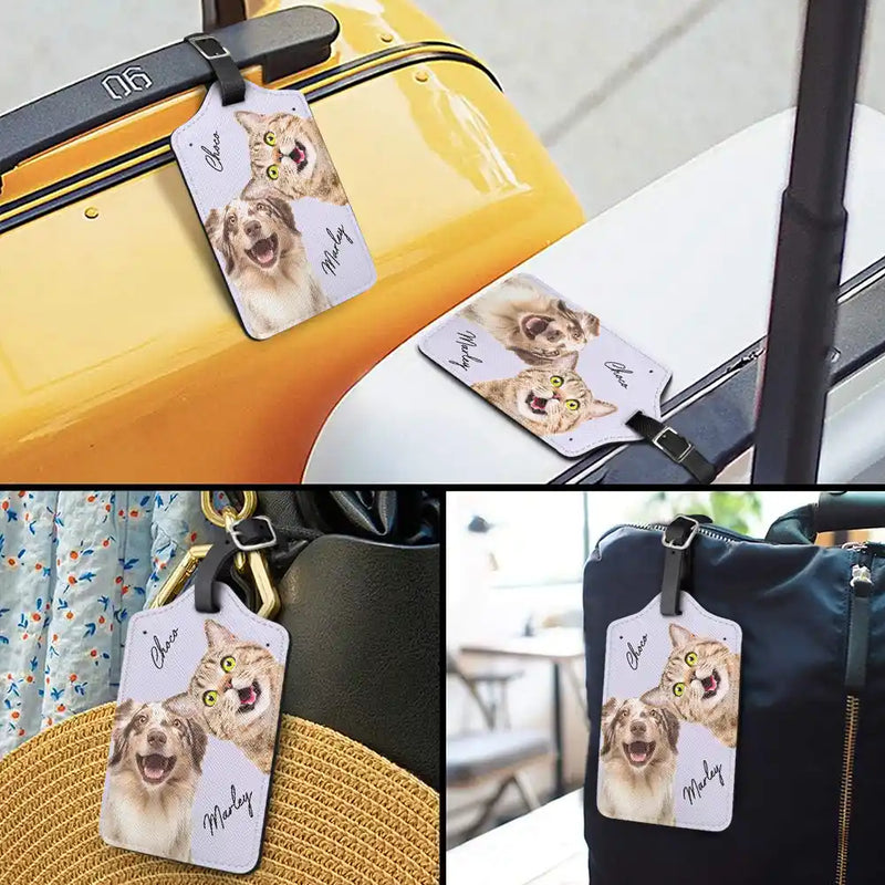 Pet Lovers, Dog Lovers, Cat Lovers,Travel, Gift For Yourself - Custom Photo Dog Cat Pet Human - Personalized Luggage Tag
