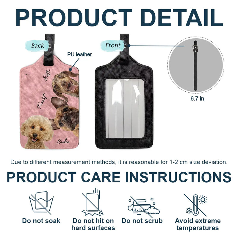 Pet Lovers, Dog Lovers, Cat Lovers,Travel, Gift For Yourself - Custom Photo Dog Cat Pet Human - Personalized Luggage Tag
