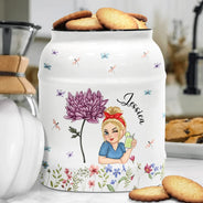 Birth Month Flowers Bloom Where You're Planted Women - Personalized Cookie Jar
