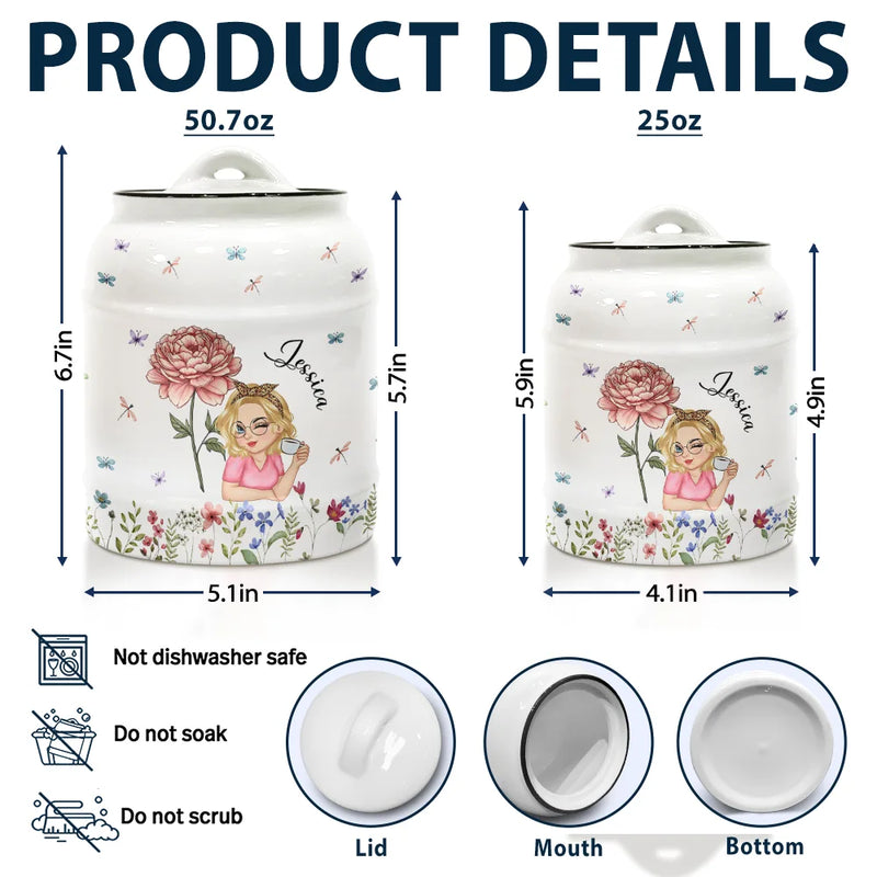 Birth Month Flowers Bloom Where You're Planted Women - Personalized Cookie Jar