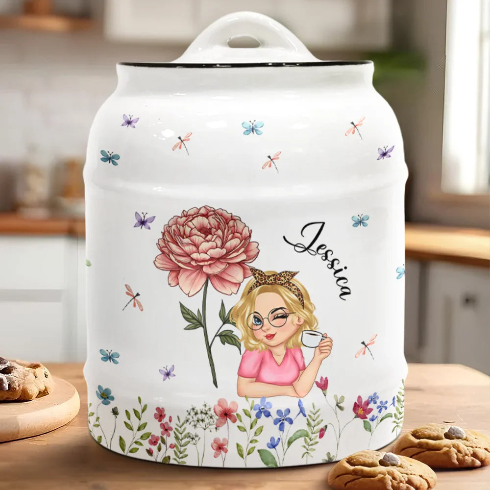 Birth Month Flowers Bloom Where You're Planted Women - Personalized Cookie Jar