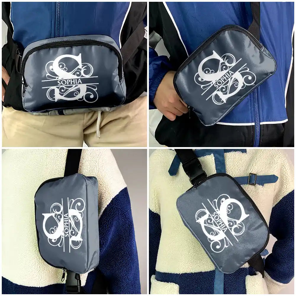 Travel,Gift For Yourself,Gift For Women,Gift For Men - Monogram Name - Personalized Crossbody Belt Bag