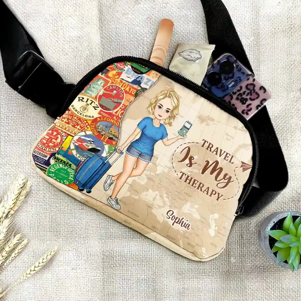 Travel, Gift For Yourself, Gift For Women, Gift For Men - And So The Adventure Begins - Personalized Crossbody Belt Bag