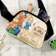Travel, Gift For Yourself, Gift For Women, Gift For Men - And So The Adventure Begins - Personalized Crossbody Belt Bag