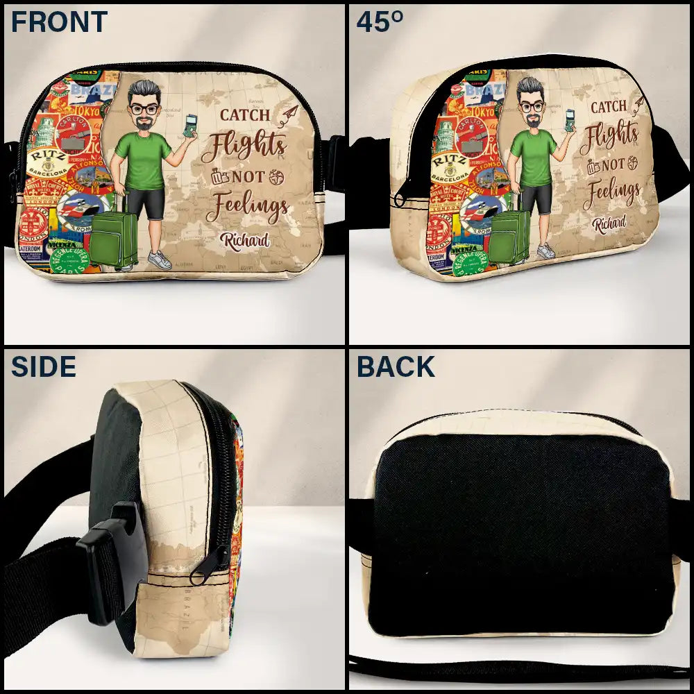 Travel, Gift For Yourself, Gift For Women, Gift For Men - And So The Adventure Begins - Personalized Crossbody Belt Bag