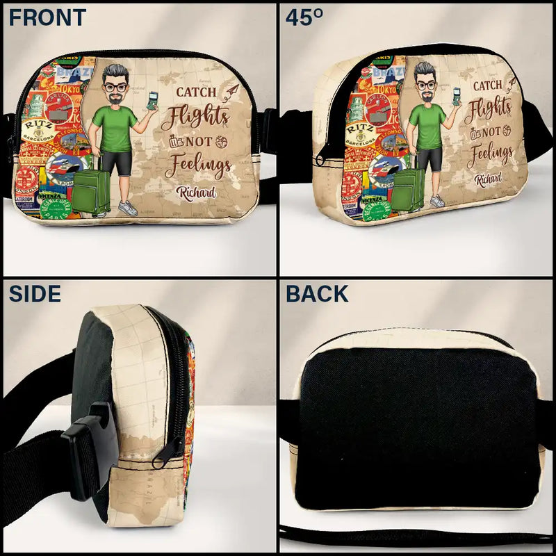 Travel, Gift For Yourself, Gift For Women, Gift For Men - And So The Adventure Begins - Personalized Crossbody Belt Bag
