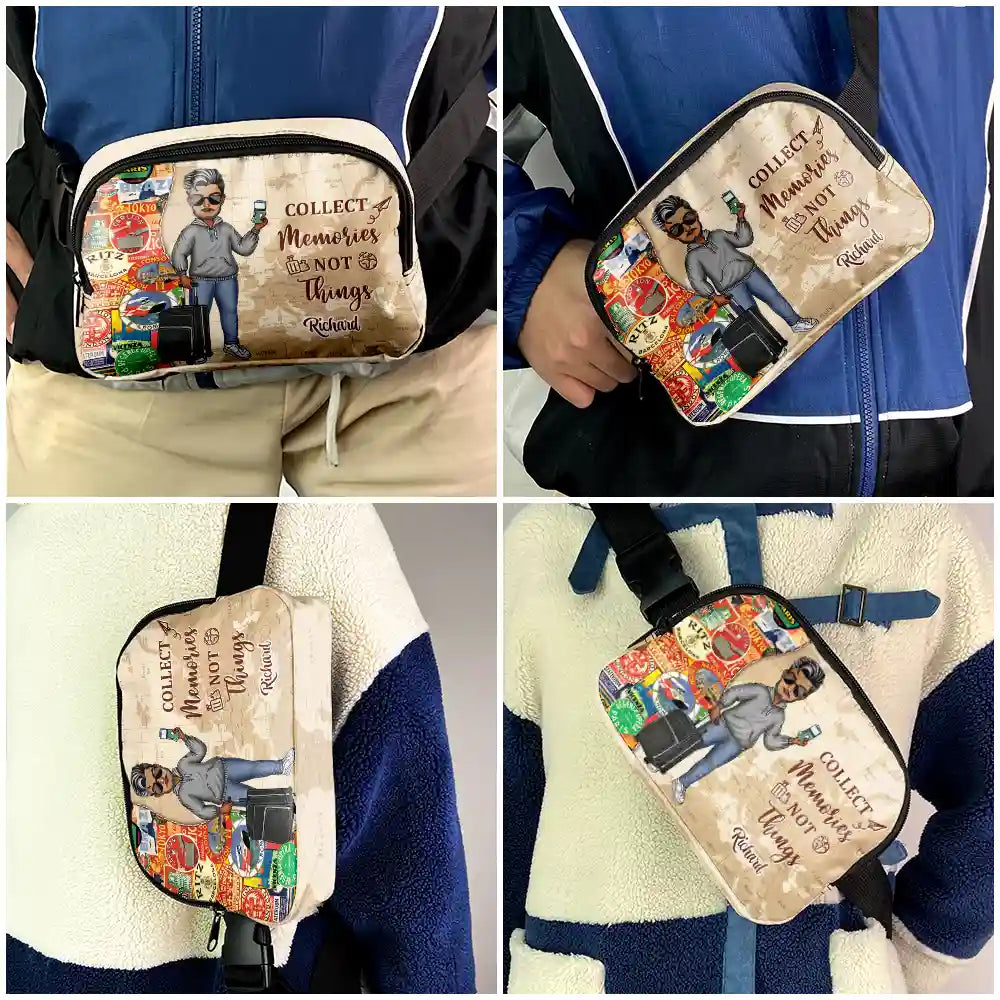 Travel, Gift For Yourself, Gift For Women, Gift For Men - And So The Adventure Begins - Personalized Crossbody Belt Bag