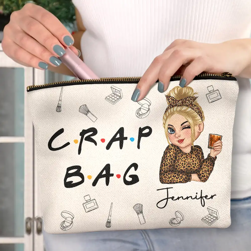 Travel,Gift For Yourself,Gift For Women,Happy - Crap Bag - Personalized Cosmetic Bag