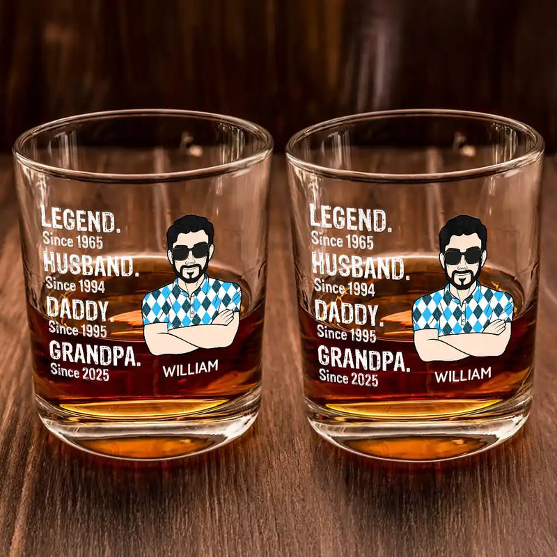 Gift For Father - Legend Husband Daddy - Personalized Whiskey Glass