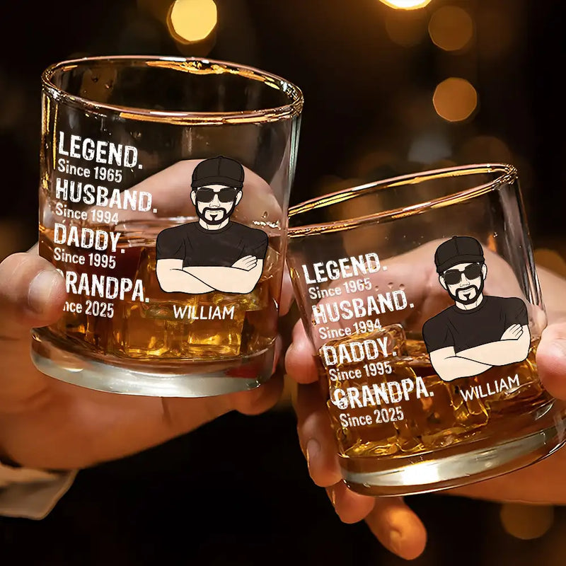 Gift For Father - Legend Husband Daddy - Personalized Whiskey Glass