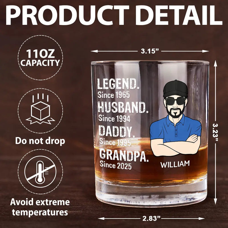 Gift For Father - Legend Husband Daddy - Personalized Whiskey Glass