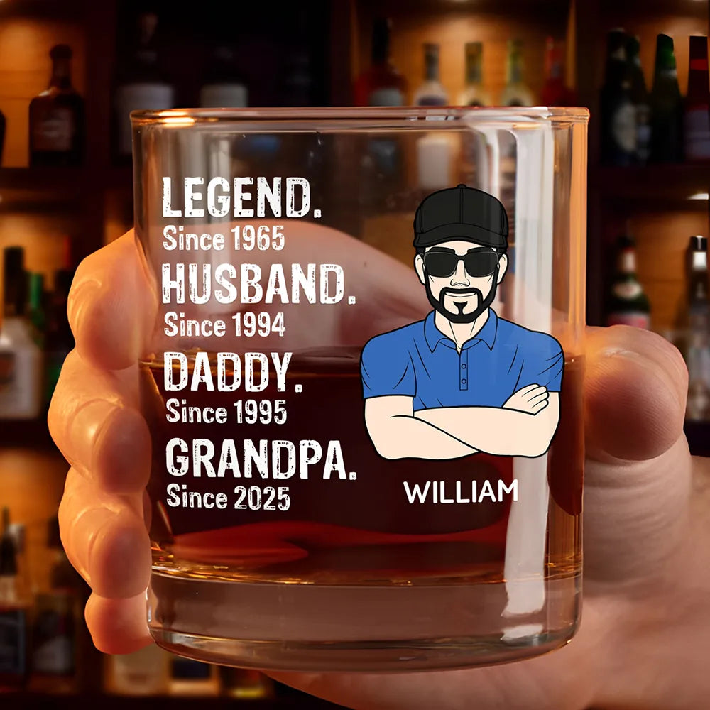 Gift For Father - Legend Husband Daddy - Personalized Whiskey Glass