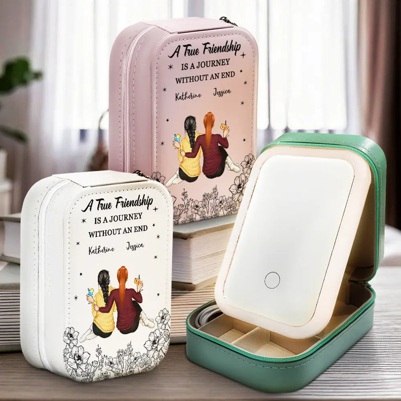 Gift For Bestie - Without An End Besties - Personalized Makeup Box With LED Mirror
