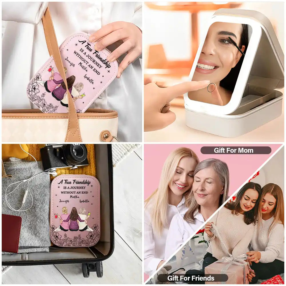 Gift For Bestie - Without An End Besties - Personalized Makeup Box With LED Mirror
