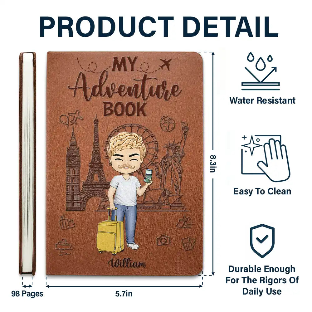 Travel, Gift For Yourself, Gift For Women, Gift For Men - My Adventure Book Travel Journal - Personalized Leather Journal