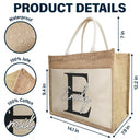 Travel,Beach,Gift For Yourself,Gift For Women,Happy - Monogram Name - Personalized Jute Tote Bag