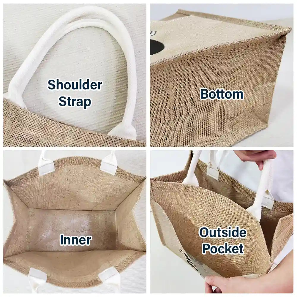 Travel,Beach,Gift For Yourself,Gift For Women,Happy - Monogram Name - Personalized Jute Tote Bag