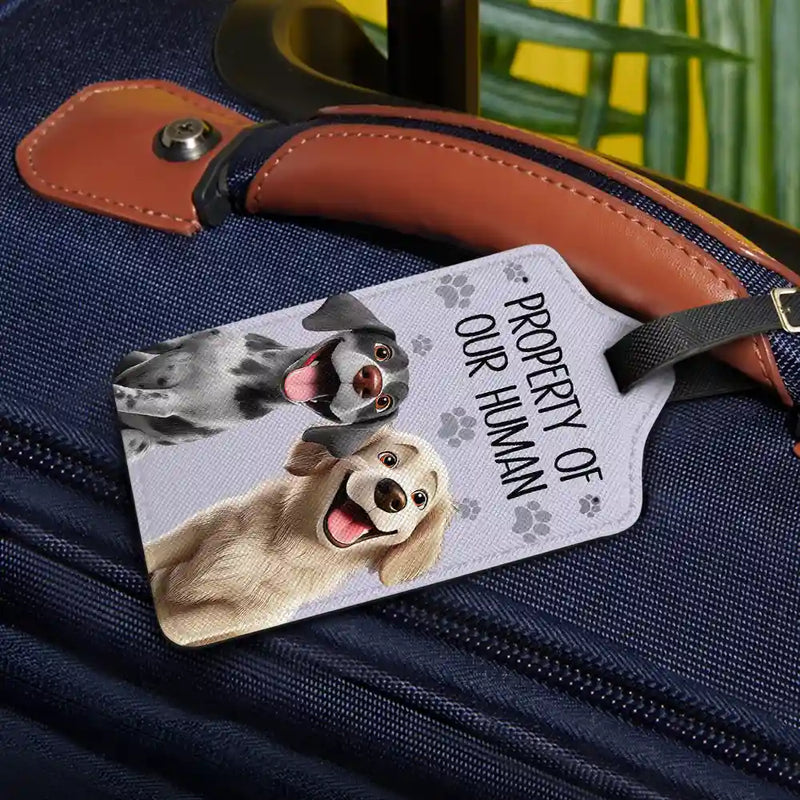 Dog Lovers, Pet Lovers, Travel - Property Of My Human 3D Effect Dogs - Personalized Luggage Tag