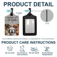 Dog Lovers, Pet Lovers, Travel - Property Of My Human 3D Effect Dogs - Personalized Luggage Tag