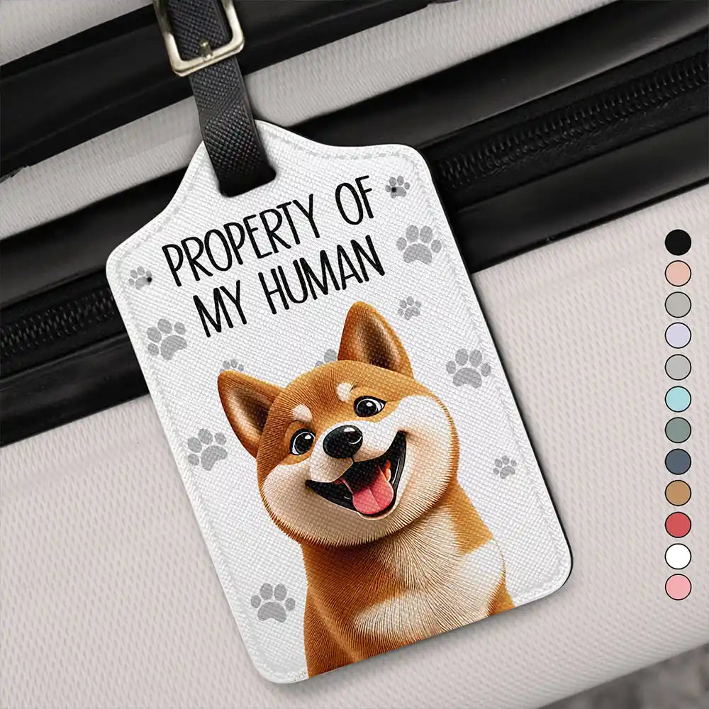Property Of My Human 3D Effect Dogs - Personalized Luggage Tag