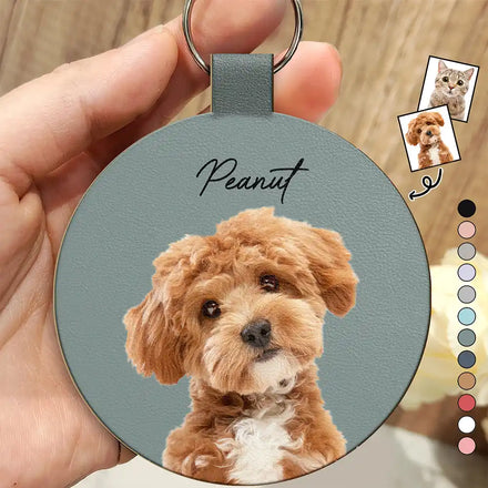Custom Photo Your Dog Cat Pet - Personalized Custom Shaped Leather Keychain