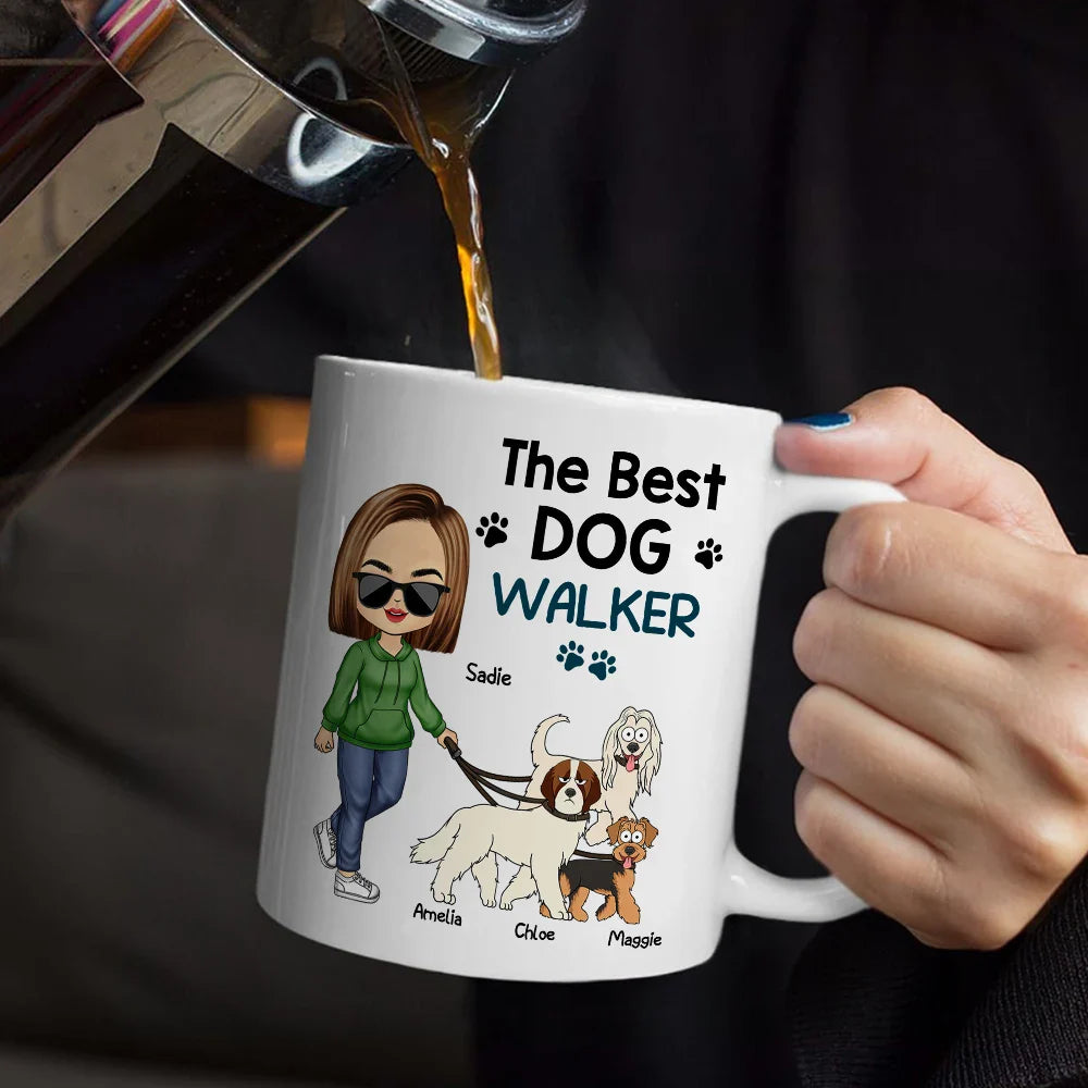 Dog Lovers,Dog Mom,Dog Dad,Gift For Yourself - The Best Dog Walker - Personalized Mug
