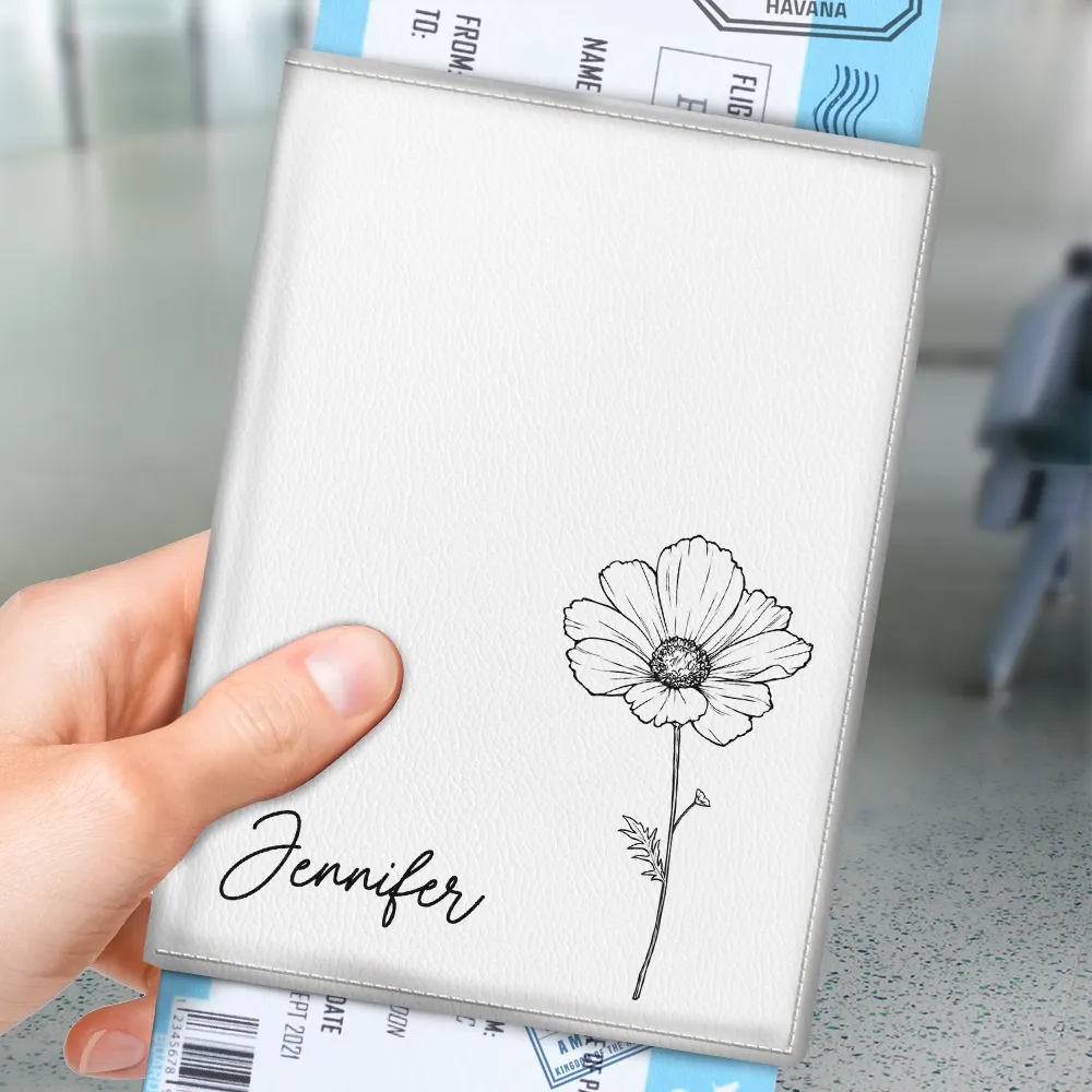 Travel,Gift For Women,Gift For Yourself,Gift For Bestie,Gift For Girlfriend,Gift For Wife,Gift For Mother,Gift For Sisters,Happy - Birth Month Flower - Personalized Passport Cover, Passport Holder