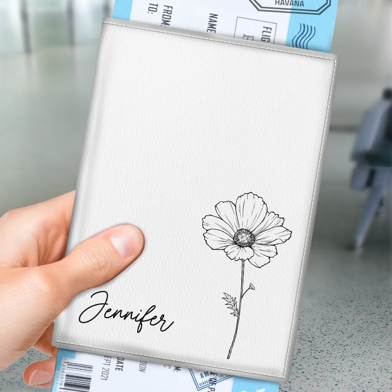Travel,Gift For Women,Gift For Yourself,Gift For Bestie,Gift For Girlfriend,Gift For Wife,Gift For Mother,Gift For Sisters,Happy - Birth Month Flower - Personalized Passport Cover, Passport Holder