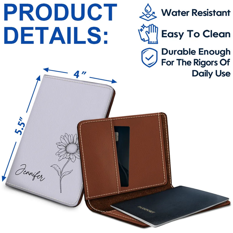 Travel,Gift For Women,Gift For Yourself,Gift For Bestie,Gift For Girlfriend,Gift For Wife,Gift For Mother,Gift For Sisters,Happy - Birth Month Flower - Personalized Passport Cover, Passport Holder